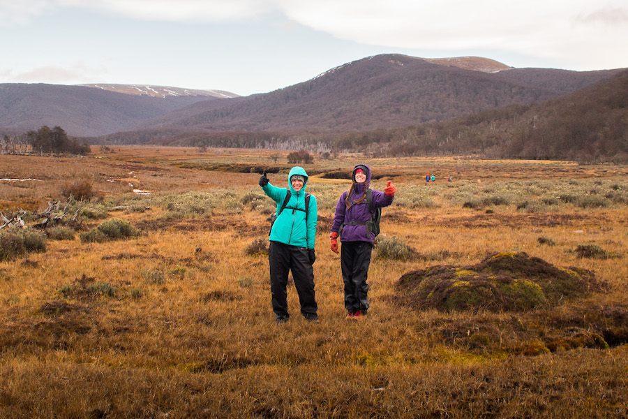 2 students in Patagonia conducting field work
